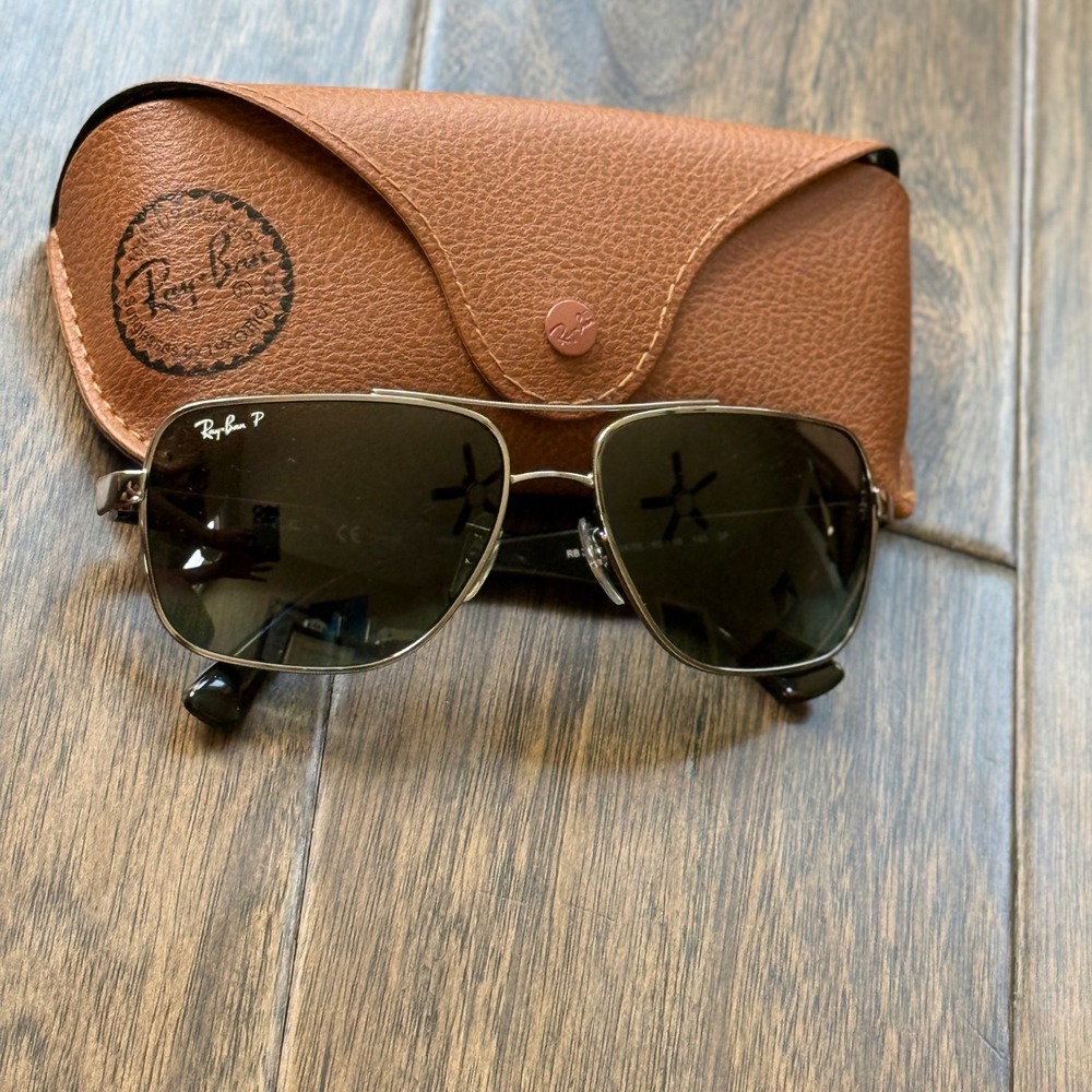 Ray-Ban RB 3483 Sunglasses Mens 60mm Gunmetal Polarized Excellent Square Aviator